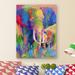 World Menagerie 'Elephant 1' Painting Print on Wrapped Canvas Metal in Blue/Green/Red | 32 H x 24 W x 2 D in | Wayfair