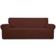 Greatime Stretch Sofa Slipcover 1-Piece Couch Sofa Cover Furniture Protector Soft with Elastic Bottom for Kids, Spandex Jacquard Fabric Small Checks(Sofa,Coffee)