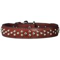 Leather Brothers 1.25 x 23-Inch Tapered Dome Full-Studded Latigo Leather Dog Collar, X-Large, Burgundy