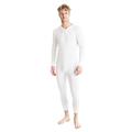 OCTAVE® Mens Thermal Underwear All In One Union Suit with Zipped Back Flap [Medium, White]