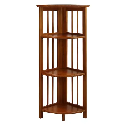 Casual Home 4 Shelf Folding Corner, Baxton Studio Lindo Bookcase And Dual Pull Out Shelving Cabinet