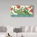 Ophelia & Co. 'Two Peacocks' Graphic Art Print on Wrapped Canvas Metal in Green/Red | 16 H x 32 W x 2 D in | Wayfair