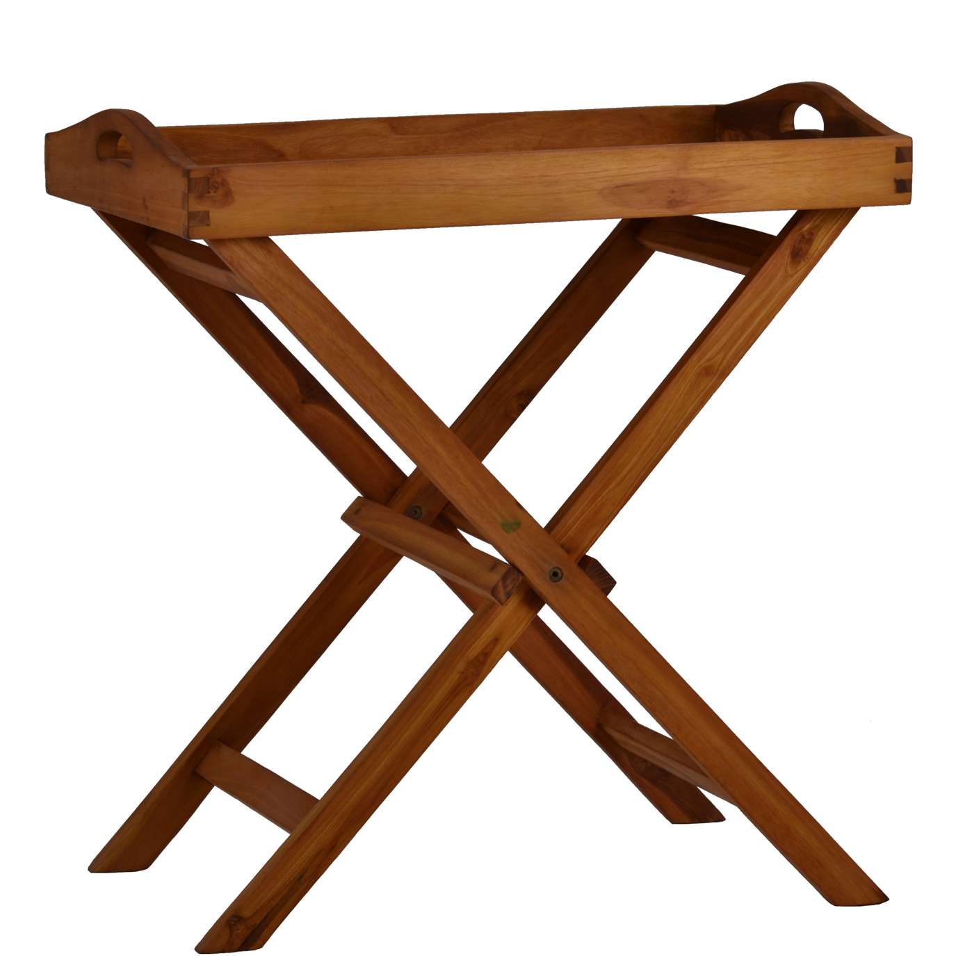 MiaMöbel Teak Beistelltisch mit abnehmbarem Tablett Massivholz Teak Modern