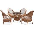 Braxton Culler Everglade Dining Table Glass/Wicker/Rattan in Brown | 29.3 H x 42 W x 42 D in | Wayfair 905-075/GL0999-061/HONEY