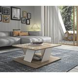 Ebern Designs Dillard Floor Shelf Coffee Table w/ Storage Wood in Brown/Gray/White | 13.8 H x 31.5 W x 31.5 D in | Wayfair
