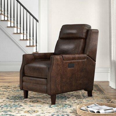 Birch Lane™ Chany 26.75" Wide Leather Power Club Recliner Genuine Leather in Brown | 42.25 H x 26.75 W x 40.5 D in | Wayfair