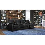 Latitude Run® Blaze XL900 Home Theater Configurable Seating (Row of 4) Microfiber/Microsuede in Black | 44 H x 130 W x 44 D in | Wayfair
