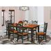 August Grove® Cleobury 7 - Piece Butterfly Leaf Rubberwood Solid Wood Dining Set Wood in Black | Wayfair 504E73CC0C78461A87CC5BDD25A50DD9