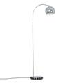 MiniSun Modern Designer Style Polished Chrome Curved Stem Floor Lamp with a Polished Chrome Arco Style Metal Dome Light Shade