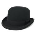 Cotswold Country Hats Luxury Stiff Build Traditional Wool Felt Bowler Hat. Satin Lined. British English Derby Bowler Hat (Extra Large - 61cm) Black