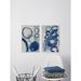 Orren Ellis Painted Blue Circles II Diptych - 2 Piece Picture Frame Set Canvas in Black | 45 H x 30 W x 1.5 D in | Wayfair