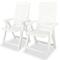 vidaXL Reclining Garden Chairs 2 pcs Plastic White