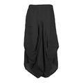 Gracious Girl Black - New Womens Italian Lagenlook Elasticated 2 Slit Pocket Parachute Asymmetric Tulip Long Linen Ladies Maxi Skirt One Size UK 8-17