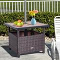 Gracie Oaks Alec Plastic/Resin Side Table Plastic/Metal/Wicker/Rattan in Black/Brown | Outdoor Furniture | Wayfair 48C80B90BBE9466B96BF3D5DD76E6474