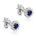 Orovi Women Earrings 9 ct/375 White Gold with Diamonds Brilliant Cut 0.10 ct And Sapphire Round Cut 0.25 ct