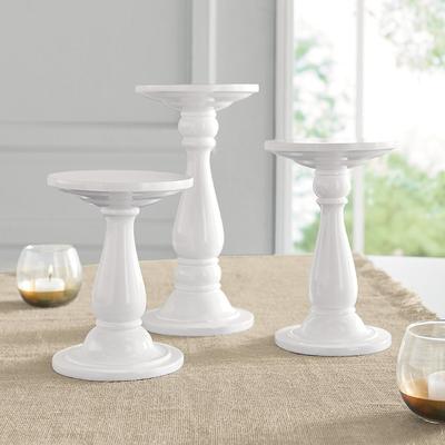 White Round Pedestal Stands, Set Of Three - Grandi...