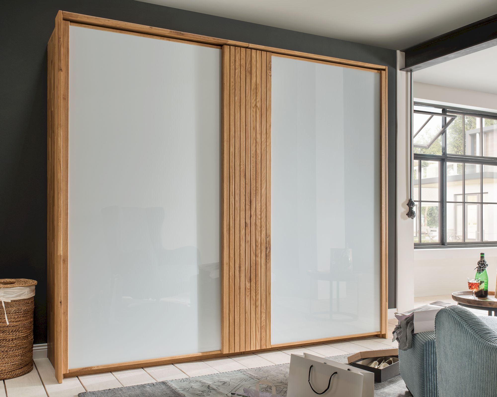 Massivholz »Jupiter« Schiebetüren Kleiderschrank III 300 cm / Wildeiche