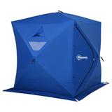 Outsunny Ice Fishing Shelter Insulated Waterproof Portable for Outdoor 4 Person Tent Fiberglass in Blue | 70.9 H x 70.9 W x 80.7 D in | Wayfair