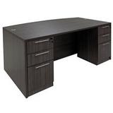 Charcoal Bow Front Conference Desk w/6 Drawers