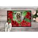 East Urban Home Chinese Crested Poinsettas 36 in. x 24 in. Non-Slip Outdoor Door Mat Synthetics | Rectangle 1'6" x 2'3" | Wayfair
