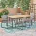 17 Stories Dorcia 7 Piece Outdoor Dining Set Wood/Wicker/Rattan in Brown/Gray/White | 29.25 H x 70.25 W x 35.5 D in | Wayfair