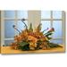 Astoria Grand 'Flower Arrangement on Table' Photographic Print on Wrapped Canvas in Green/Orange | 16 H x 24 W x 1.5 D in | Wayfair