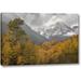Millwood Pines 'Co Autumn Sunrise on Maroon Bells Mountains' Photographic Print on Wrapped Canvas in Gray/Yellow | 21 H x 32 W x 1.5 D in | Wayfair