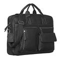 J WILSON London - Designer Genuine Real Nappa Leather 15" Laptop Handmade Unisex Crossover Shoulder Messenger Briefcase Bag Satchel (Black)