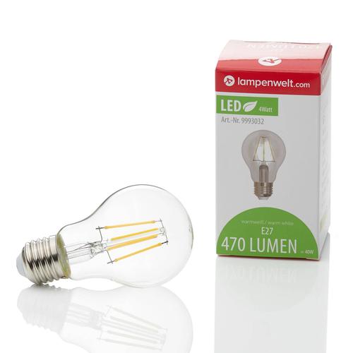 E27 LED-Lampe Filament 4W, 470 lm, 2.700K, klar