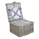 2 Person Grey Checked Fitted Wicker Willow Picnic Hamper Basket with Cooler Cutlery Plates