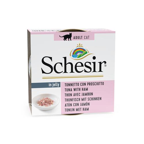 24x85g in Gelee Thunfisch mit Schinken Schesir Katzenfutter nass