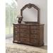 Lark Manor™ Cuney 12 - Drawer Dresser w/ Mirror Wood in Brown | 72.25 H x 44 W x 22 D in | Wayfair 4533E08EB0E44E6B86EED001C1A03E5F