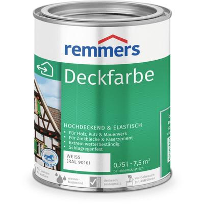 Remmers - Deckfarbe weiß (ral 9016), 0,75 Liter, Deckfarbe für innen und außen, Wetterschutzfarbe