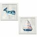 Breakwater Bay 'Wind & Waves I & Wind & Waves II' 2 Piece Graphic Art Print Set Canvas in Blue/Red | 12 H x 12 W x 0.75 D in | Wayfair