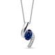 OROVI Women Necklace/Pendant with Chain 9 ct/375 White Gold With Brilliant Cut Diamonds and Oval Cut Sapphire 0.66 ct - Chain 45 cm