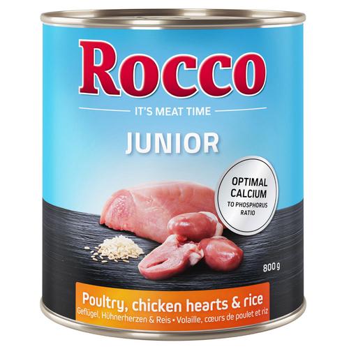 12x800g Junior Geflügel mit Hühnerherzen & Reis Rocco Hundefutter nass