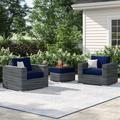 Invite 3 Piece Outdoor Patio Sunbrella Sectional Set by Modway in Blue/Gray | Wayfair EEI-1905-GRY-NAV-SET