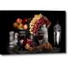 Fleur De Lis Living 'Wine & Fruit' Graphic Art Print on Wrapped Canvas in Gray/Red/Yellow | 16 H x 24 W x 1.5 D in | Wayfair