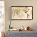World Menagerie Map of World by Elizabeth Medley - Wrapped Canvas Graphic Art Print Canvas in Yellow | 18 H x 30 W x 1 D in | Wayfair