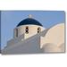 World Menagerie 'Greece, Santorini White Church w/ Blue Dome' Photographic Print on Wrapped Canvas in Blue/White | 10 H x 16 W x 1.5 D in | Wayfair