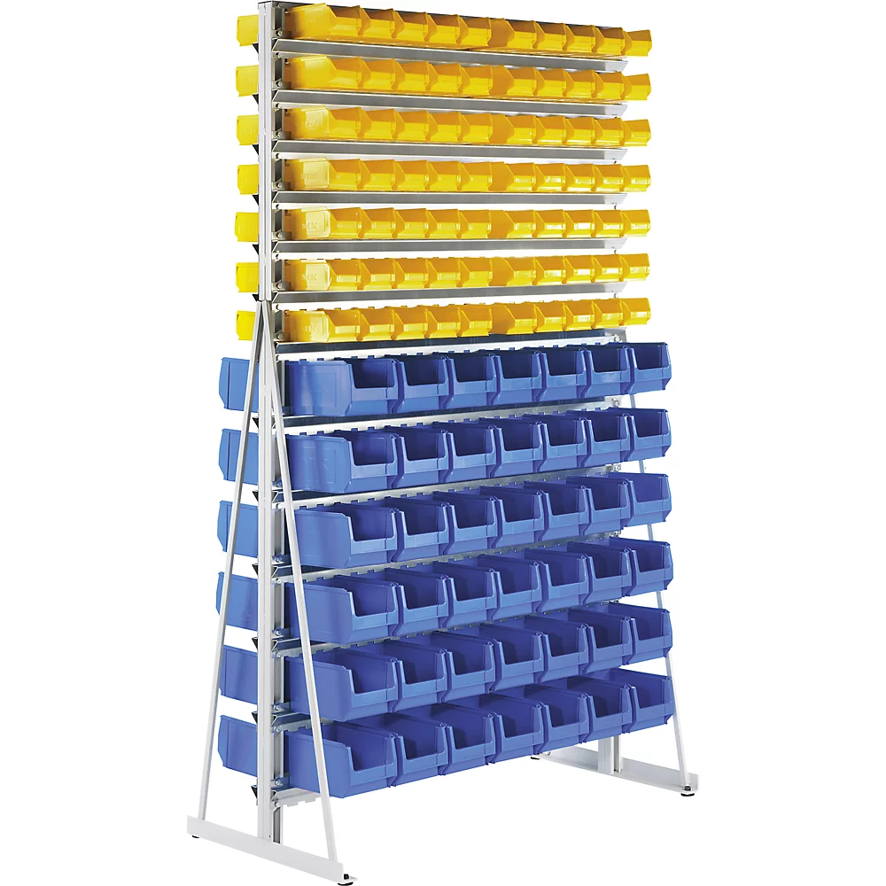 Rayonnage pour petites pièces sur pieds, avec bacs à bec eurokraft pro