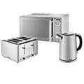 Swan STRP2081N Classic Kitchen Bundle with Stainless Steel Jug Kettle, 4 Slice Toaster and Microwave