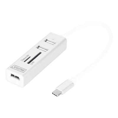 USB 2.0 Hub Typ-C OTG für USB A und Kartenleser 3-Port »DA-70243«, Digitus