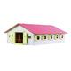 Van Manen Kids 610188 Globe Farming Farm, with 9 Horse Boxes, Wooden Horse Farm, with Folding Roof, Pink