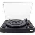 Jam Play Turntable Vinyl Record Player, 3 Speed Belt Drive for Superior Sound, Ceramic Cartridge, Built in Stereo Speakers, Aux In, RCA Out and Dust Cover