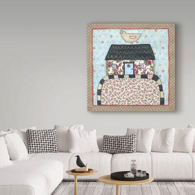 August Grove® 'White Floral Cottage' Acrylic Painting Print on Wrapped Canvas in Tan/White/Pink/Grey Canvas in Black | 35 H x 35 W x 2 D in | Wayfair