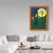 Winston Porter 'Halloween Witch Black Cat Moon Dance' Acrylic Painting Print on Wrapped Canvas in Black/Blue/Green | 24 H x 18 W x 2 D in | Wayfair