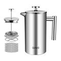 Ozavo Coffee Maker with Stainless Steel Filter, French Press System with Dual Layer Construction, 1 Litre