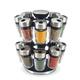 Cole & Mason H121808 Cambridge 16 Glass Spice Carousel, Rotating Spice Rack/Spice Oragniser/Spice Storage, Stainless Steel, Spice Jars with Labels, Includes Spices