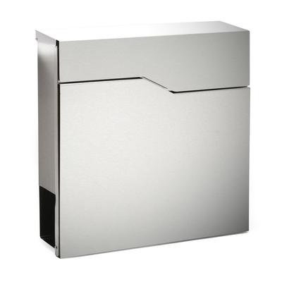 Wiltec - Designer Briefkasten V19 Edelstahl 370 x 105 x 370 mm, Wandbriefkasten mit Schloss und Image